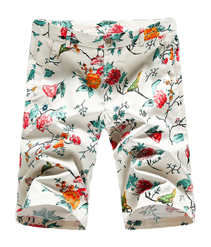 ﻿Absolutely Elegant Mens Off-White Floral Bermuda Shorts